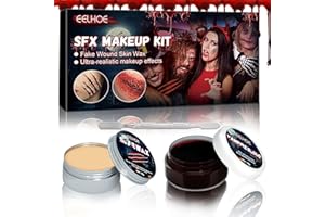 ZZQVIP Zestaw do Makijażu na Halloween, Sztuczna Krew na Halloween, Wosk do Blizn, Podwójna Szpatułka i Krew Wampira do Realistycznych Efektów Ran, Tematyczna Impreza Halloweenowa, Teatr i Cosplay