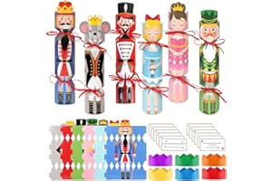 DPKOW Dziadek do orzechów, pudełka na prezenty z czapkami, karty zagadki (bez zatrzasków), stwórz własne świąteczne krakersy, 12 sztuk, pudełka na smakołyki, dziadek do orzechów, upominki na stół