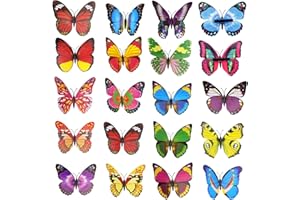 FENGQQKJ Butterfly Decoration with Clip Spring Decoration Pack of 20 Butterflys Clips Artificial Colourful Butterfly Garden Metal Butterflys for Branches Outdoor Table Decoration