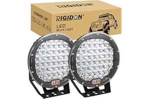 ‎RIGIDON RIGIDON 2 Pcs Schwarz Auto rund scheinwerfer, 9 Zoll 23cm 225W led Spot Strahler, offroad beleuchtung für SUV ATV, Traktor, LKW, 4x4 6000K led nebelscheinwerfer, led arbeitslicht arbeitsscheinwerfer
