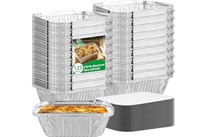 GBACHOOSE Lot de 125 Barquettes Aluminium 400ml Avec Couvercle - Plat Alimentaire Jetable pour Grillades, Cuisiner, Cuire, Plats à Emporter