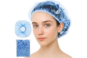 GUIGA 100 Gorros Desechables, Gorro Ducha de PláStico Para Mujeres y Hombres, Shower Cap Impermeables Para el Cabello, Impermeables Para uso DoméStico, Hotel, Spa y PeluqueríA, Azul