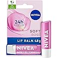 NIVEA Soft Rose Lip Balm (4.8g), Lip Balm with Shea Butter, Natural Oils and Vitamins, Lip Care Offers 24h Deep Moisture and Underlines Natural Rosiness of Lips
