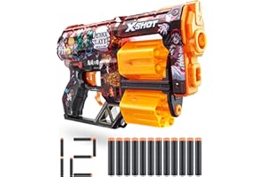 XSHOT Skins Demon Slayer, Dread, 12 Darts Included, Double Rotating Barrels, Air Pocket Dart Technology, Toy Foam Blaster for Kids, Teens and Adults, Brown Box, (Dread Demon Slayer)