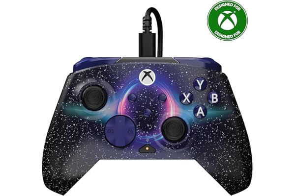 Turtle Beach Rematch Advanced Dark Cosmos Manette de jeu filaire - Licence Xbox Series XS, Xbox One et PC avec Lenticulaire, multi-design, Boutons Programmables, Gâchettes et commandes audio
