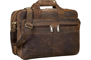 STILORD 'Alexander' Lehrertasche Herren Leder Vintage Aktentasche Laptoptasche Bürotasche Businesstasche groß XXL Umhängetasche mit Dreifachtrenner