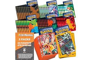 FRIKI MONKEY Étuis d'entraînement Elite pour Pokémon [65 étuis], montrez vos cartes avec les enveloppes promotionnelles des boîtes Pokémon ETB, étuis à cartes Pokémon (Pack 2)
