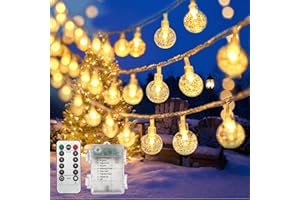 REALKY Led Lichterkette Außen Innen Weihnachtsbaum -12.5M 80 Led Lichterkette mit Batterie Fernbedienung Timer Outdoor Weihnachtsbeleuchtung für Weihnachtsbaum Saisonale Party Balkon Fenster Weihnachten Deko