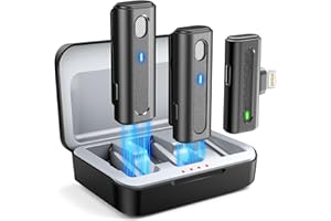 HTOOA Lavalier Wireless Mini Mikrofon Plug-Play mit Ladehülle für iPhone/iPad, 48H Nutzungszeit, automatische Synchronisierung, für Vlog, YouTube, TikTok, Videoaufnahme, Keine APP und Bluetooth
