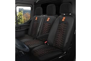 LUCARO Sitzbezüge Auto für Mercedes Sprinter 3 ab 2018 - Sitzbezügesets 1+2 - Auto Sitzbezüge Schwarz orange - Mercedes Sprinter Sitzbezug - Mercedes Sprinter Sitzbezug