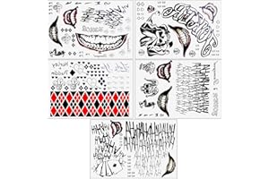 FUNKLU Tatuaggi Viso Halloween, Trucco per le decorazioni di scena per feste di Halloween,5 Fogli Tatuaggi Temporanei di Halloween per Donna Uomo Adulto Bambini Halloween Party Trucco