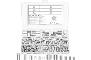 Tenbrachian 288 Aluminium Drahtseilklemmen 1,2mm 1,5mm 2mm 2,5mm 3mm 4mm Würgeklemmen Aluminiumhülsen, Pressklemmen, Quetschhülsen, Doppelhülsen Klemmhülsen, Metallhülsen Crimpschlaufe für Stahlseil