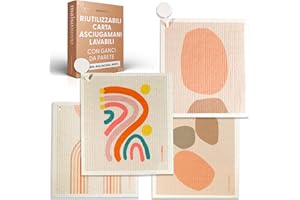 MaisoNovo Strofinacci Svedesi - Strofinacci Svedesi Per La Cucina - Asciugamani Di Carta Riutilizzabili Panni Lavabili Per La Pulizia Della Cucina - Confezione Moderna Da 4 Pezzi
