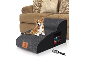 Midyb 2-stopniowe schody dla małych psów, szerokie, ze zdejmowanym i nadającym się do prania pokrowcem, wodoodporne, na sofę, łóżko, 1 rolka czyszcząca, 55 x 40 x 30 cm, czarne