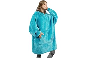 Kato Tirrinia Coperta con Cappuccio Regalo, Felpa Sherpa Oversize, Coperta indossabile Calda Super Morbida, Comoda Felpa con Cappuccio Gigante Davanti Tasca Gigante Maglione Adulti Uomini Donne