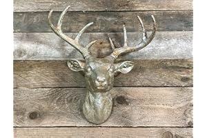 Best Value Here Wall Stag Head Ornament Rustic Silver Resin Deer Reindeer Hanging Sculpture Decor Figure