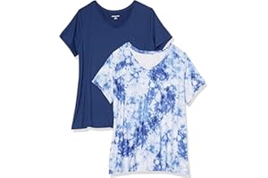 Amazon Essentials Women's Active Quick Dry Tech Stretch Short-Sleeve V-Neck T-Shirt (Available in Plus Size)