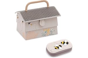 COTTON CLUB CRAFTS Sewing Box/Basket and Sewing Kit ~ Beehive/Bee Design ~ Hobbygift