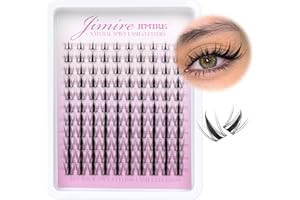 JIMIRE Fairy Lash Clusters Natural Look Manga Cluster Lashes Wispy D Curl Individual Eyelashes 110 Pcs 8-16MM Wispy Lashes Individual Cluster Wet-Look Lashes Extension with Invisible Lash Band