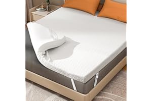 DOPEDIO Memory Foam Mattress Topper Double Bed,OEKO-TEX Certified,Breathable & Anti-Slip Design,Machine Washable Zipped Bamboo Cover(135x190x8cm)