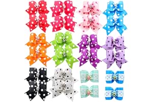 HOLLIHI Lot de 24 Nœuds de Ruban Gros Grain avec Élastiques en Caoutchouc Accessoires de Toilettage pour Chiens Chats à Poils Longs