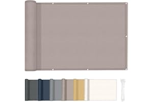 HENG FENG Parawan Balkonowy,Ochrona Prywatności, 75x 300 cm PES 160 g/m², Odporny na Warunki Atmosferyczne, Wodoodporny, do Ogrodu, z Kablami,Dotknij