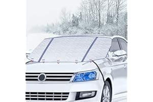 Oziral Car Windscreen Snow Cover Windshield Cover for Winter Foldable Improved with 5 Magnetic Windscreen Cover with Two Mirror Covers against Snow ICE Dust Frost UV Protection 45 * 63in/115 * 160CM