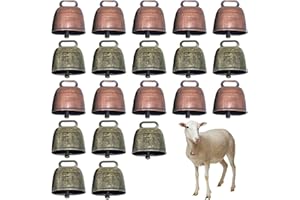 LEIKURVO 20 Stück Kuhglocke: Klein Kuhglocke Vintage Mini Kuhglocke Metall Kuhglocke Tierglocken super lautes Kuhg Schaf Kupferglocken für Kuhg Pferd Schafe Tierglocke (10*Rotbronze + 10*Bronze)