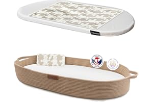Yunioo Matelas à Langer Bébé, Panier à Langer Avec Coussin de Voyage Supplémentaire, Tapis à Langer Nomade en Mousse et Housse Hydrofuge pour Plan a Langer pour Commode