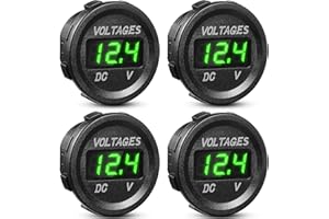FRIENDA 4 Misurazioni di Voltmetro di Auto DC 12V Voltmetro Impermeabile a Display LED Tester di Voltmetro da Barca Monitor Voltmetro Digitale da Pannello Rotondo Compatibile con Motociclo (Verde)