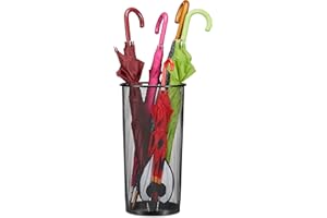 ‎RELAXDAYS Relaxdays Schirmständer Metall, runder Schirmhalter aus Korbgeflecht, Stockhalter universal, 26cm Ø, 50cm hoch, schwarz