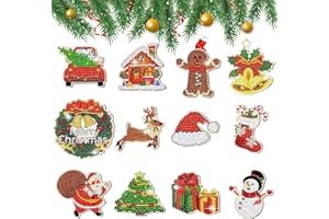 EMBHLITFE 12 Piezas Imanes Nevera Navidad Pegatinas Niños Diamond Painting Kit Completo Magnético Imanes Personalizados Nevera para Nevera Lavavajillas Adornos Navideños