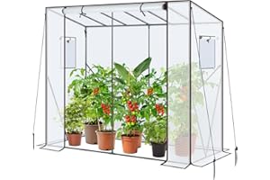 Ohuhu Tomatväxthus, Folieväxthus med PE-lock, Visningsfönster, Gångbart, Stabil 200 x 77 x 170 cm, Vintersäkert