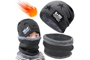 Atuoxing Conjunto de Bufanda y Gorro para Niños Niñas, Gorro de Invierno Cálido para Niño, Unisex Beanie Gorros con Bufanda de Punto Niños
