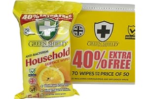 Greenshield Antibac Household Surface Wipes Box,70 Wipes Each 70 (Box Of 12)