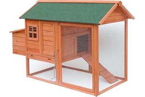 WILTEC Poulailler Enclos Et Abri spacieux Bois d'épicéa Toit en Bitume 1710x800x1100 mm Élevage Basse-Cour