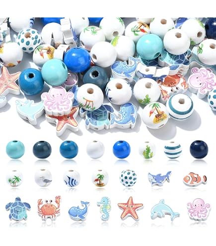 Perline Acriliche Tema Oceano - 330 Pezzi Forme Marine Per Bigiotteria Fai Da Te - Foto 6