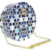 Trend Overseas Women's Wooden Printed Round Ethnic Clutch Bag/Bridal Purse/Handbag_Crossbody Sling Bags for Party