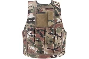 ASTIBYM Gilet de Combat Extérieur de Camouflage D'armée d'enfants, Gilet Uniforme de Camouflage de Jeu de Combat D'équipement Militaire D'armée d'enfants