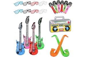 APRADAS Kids Inflatable Props Inflatable Rock Star Toy Set - 21Pcs Inflatable Band Set Inflatable Instruments Waterproof Pvc Inflatable Party Toys Blow Up Guitars For Parties Props