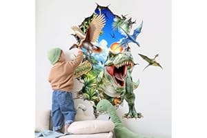 Tanlaby 3D Grand Stickers Muraux Dinosaure Autocollants Muraux Stickers Animaux Dino Sticker Mural pour Enfant Chambre Bébé Garçon Salle de Jeux Bébé Pépinière