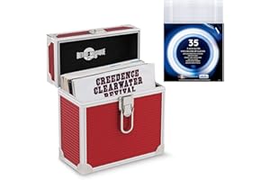 Retro musique 7" Aluminum Vinyl Record Storage Case Holds up to 35 EP (in PVC Bags) and 35 Exterior Vinyl Record Pockets
