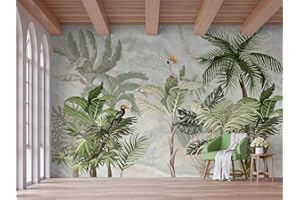 Naturempress Papier Peint Panoramique Jungle Tropicale De Bananiers Papier Peint Intissé 3D Tapisserie Poster Decoration Murale Chambre Salon