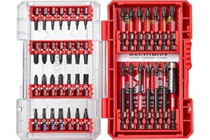 Geinxurn 42-teiliger Schraubendreher-Bitsatz aus schlagfestem, S2-Stahl Magnetische Torx/Phillips/Pozidriv/Schlitz/Hex-Kopf Bit Set, 1/4 zoll Sechskantschaft, inkl. Bit-Halter mit Rot Aufbewahrungsbox