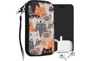 ‎KWMOBILE kwmobile Handytasche für Smartphones L - 6,5" - Neopren Handy Tasche Hülle Cover Case Schutzhülle - Katzen Orange Schwarz Weiß - 16,5 x 8,9 cm Innenmaße