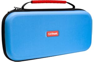 TRUST GAMING GXTrust 1251B Custodia Nintendo Switch 2, Cover Anti-Graffio Protettiva con Design Antiurto, Manico, Spazio per 4 Joycon, Porta Nintendo Switch con Tasche per Cinturini e 12 Giochi, Blu