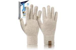 Voqeen Guante de Lana 100% Guantes de invierno cálidos con pantalla táctil 3 dedos Manoplas de texto para hombres mujeres para ciclismo correr escalar senderismo deportes al aire libre