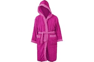 LARA MORADA Accappatoio Bambino - Bambina, Ragazza - Ragazza Tinta Unita Bordo, In Morbida Spugna di Cotone 100% Con Cappuccio 450gr/m2