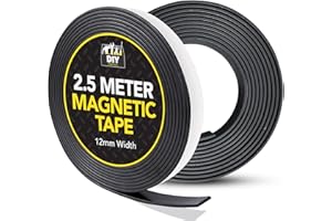 SOL 2.5 Meter Magnetic Tape - 12mm Width - Self-Adhesive Magnetic Strips - Multipurpose, Easy to Use, Ideal for DIY, Crafts, and Office Organisation