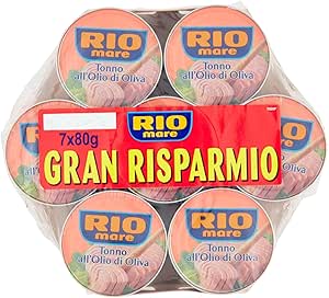 Rio Mare - Tonno all'Olio di Oliva, Qualità Pinne Gialle, 7 Lattine da 80 g
